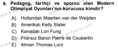 Spor Eğitimi Dersi 2022 - 2023 Yılı (Vize) Ara Sınavı 8. Soru