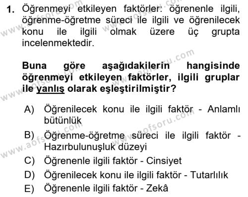 Spor Eğitimi Dersi 2024 - 2025 Yılı (Vize) Ara Sınavı 1. Soru