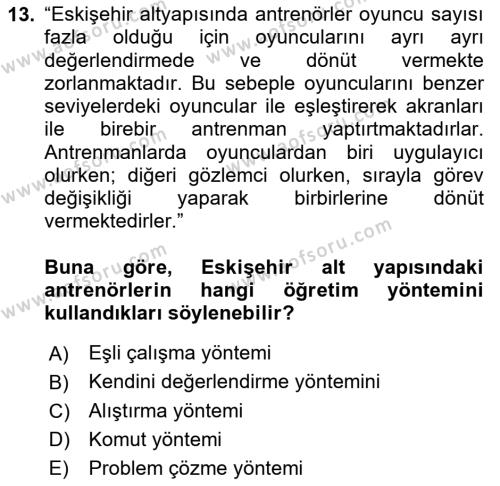 Spor Eğitimi Dersi 2024 - 2025 Yılı (Vize) Ara Sınavı 13. Soru