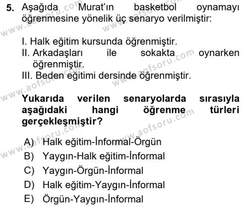 Spor Eğitimi Dersi 2024 - 2025 Yılı (Vize) Ara Sınavı 5. Soru