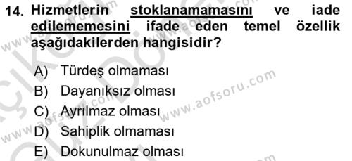 Boş Zaman ve Rekreasyon Yönetimi Dersi 2023 - 2024 Yılı (Vize) Ara Sınavı 14. Soru