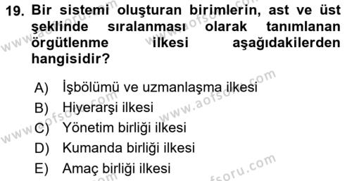 Boş Zaman ve Rekreasyon Yönetimi Dersi 2023 - 2024 Yılı (Vize) Ara Sınavı 19. Soru