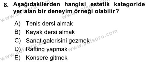 Boş Zaman ve Rekreasyon Yönetimi Dersi 2023 - 2024 Yılı (Vize) Ara Sınavı 8. Soru