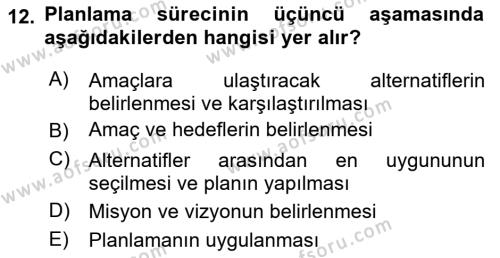 Boş Zaman ve Rekreasyon Yönetimi Dersi 2023 - 2024 Yılı Yaz Okulu Sınavı 12. Soru