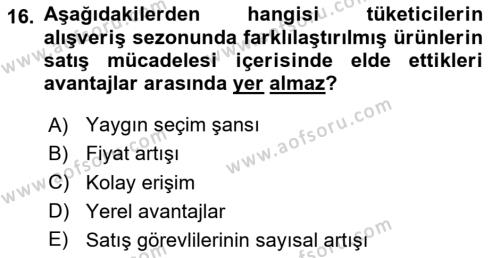 Boş Zaman ve Rekreasyon Yönetimi Dersi 2023 - 2024 Yılı Yaz Okulu Sınavı 16. Soru