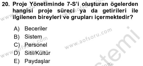 Boş Zaman ve Rekreasyon Yönetimi Dersi 2023 - 2024 Yılı Yaz Okulu Sınavı 20. Soru