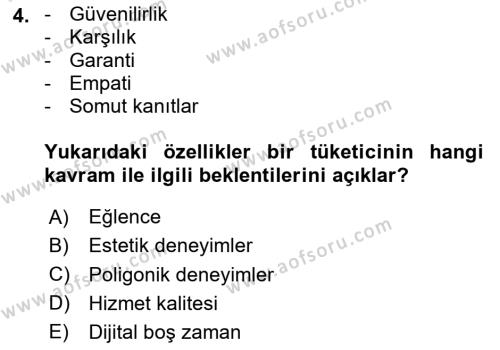 Boş Zaman ve Rekreasyon Yönetimi Dersi 2024 - 2025 Yılı (Vize) Ara Sınavı 4. Soru