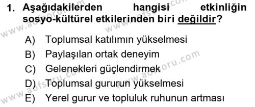 Etkinlik Yönetimi Dersi 2021 - 2022 Yılı Yaz Okulu Sınavı 1. Soru