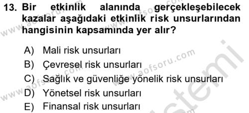 Etkinlik Yönetimi Dersi 2022 - 2023 Yılı Yaz Okulu Sınavı 13. Soru