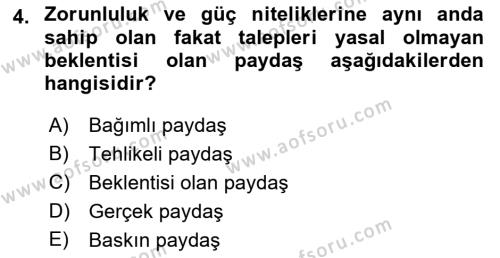 Etkinlik Yönetimi Dersi 2022 - 2023 Yılı Yaz Okulu Sınavı 4. Soru