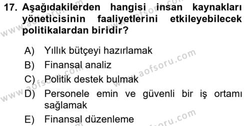 Etkinlik Yönetimi Dersi 2023 - 2024 Yılı (Vize) Ara Sınavı 17. Soru