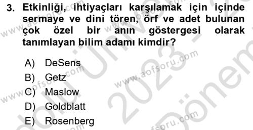 Etkinlik Yönetimi Dersi 2023 - 2024 Yılı (Final) Dönem Sonu Sınavı 3. Soru