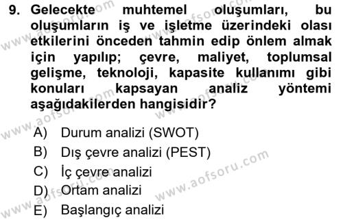 Etkinlik Yönetimi Dersi 2023 - 2024 Yılı (Final) Dönem Sonu Sınavı 9. Soru