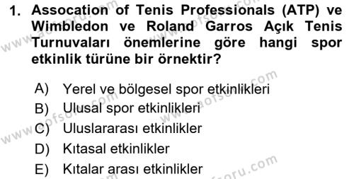 Etkinlik Yönetimi Dersi 2024 - 2025 Yılı (Vize) Ara Sınavı 1. Soru