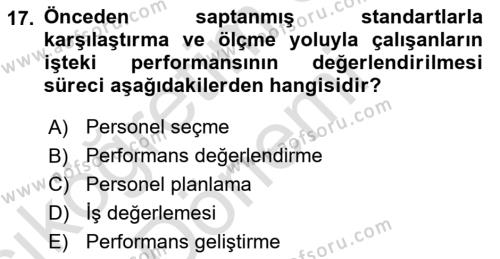 Etkinlik Yönetimi Dersi 2024 - 2025 Yılı (Vize) Ara Sınavı 17. Soru