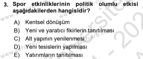 Etkinlik Yönetimi Dersi 2024 - 2025 Yılı (Vize) Ara Sınavı 3. Soru