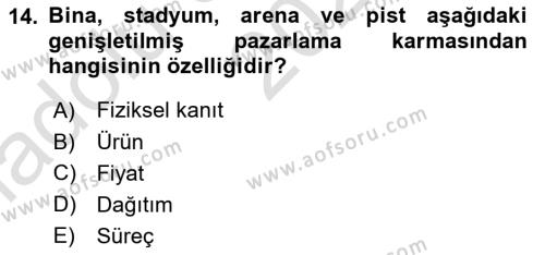 Spor Tesisi İşletmeciliği ve Saha Malzeme Bilgisi Dersi 2024 - 2025 Yılı (Vize) Ara Sınavı 14. Soru