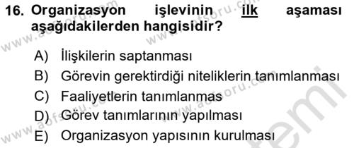 Spor Tesisi İşletmeciliği ve Saha Malzeme Bilgisi Dersi 2024 - 2025 Yılı (Vize) Ara Sınavı 16. Soru