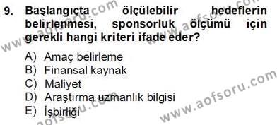Sporda Sponsorluk Dersi 2012 - 2013 Yılı (Final) Dönem Sonu Sınavı 9. Soru