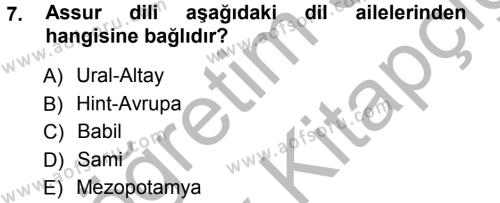 Eski Anadolu Tarihi Dersi 2012 - 2013 Yılı (Vize) Ara Sınavı 7. Soru