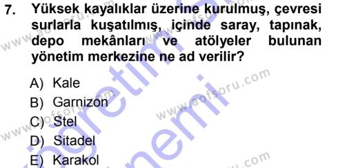 Eski Anadolu Tarihi Dersi 2012 - 2013 Yılı (Final) Dönem Sonu Sınavı 7. Soru