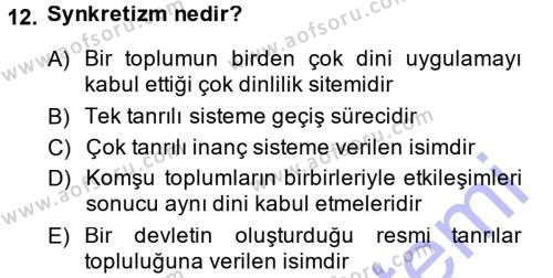 Eski Anadolu Tarihi Dersi 2013 - 2014 Yılı (Vize) Ara Sınavı 12. Soru