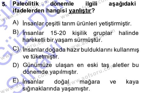 Eski Anadolu Tarihi Dersi 2014 - 2015 Yılı (Vize) Ara Sınavı 5. Soru