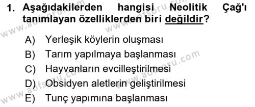 Eski Anadolu Tarihi Dersi 2021 - 2022 Yılı (Vize) Ara Sınavı 1. Soru