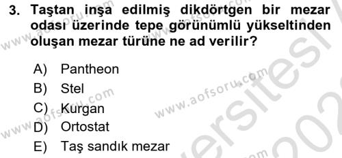 Eski Anadolu Tarihi Dersi 2022 - 2023 Yılı (Final) Dönem Sonu Sınavı 3. Soru