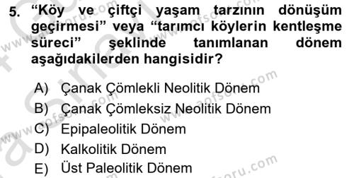 Eski Anadolu Tarihi Dersi 2023 - 2024 Yılı (Vize) Ara Sınavı 5. Soru