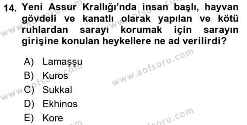 Eski Mezopotamya ve Mısır Tarihi Dersi 2022 - 2023 Yılı Yaz Okulu Sınavı 14. Soru