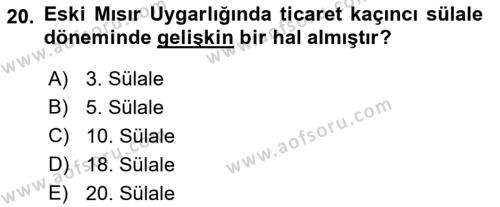 Eski Mezopotamya ve Mısır Tarihi Dersi 2022 - 2023 Yılı Yaz Okulu Sınavı 20. Soru