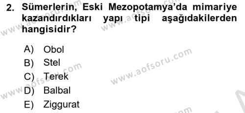 Eski Mezopotamya ve Mısır Tarihi Dersi 2023 - 2024 Yılı (Final) Dönem Sonu Sınavı 2. Soru