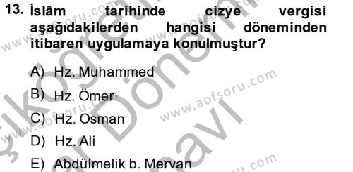 İslam Tarihi ve Medeniyeti 2 Dersi 2014 - 2015 Yılı (Final) Dönem Sonu Sınavı 13. Soru