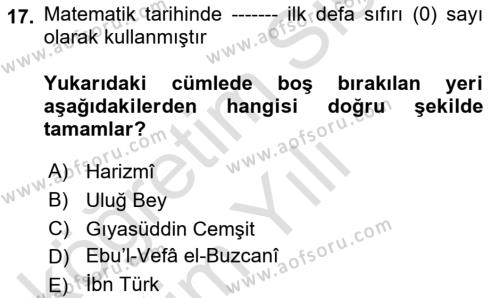 İslam Tarihi ve Medeniyeti 2 Dersi 2021 - 2022 Yılı Yaz Okulu Sınavı 17. Soru