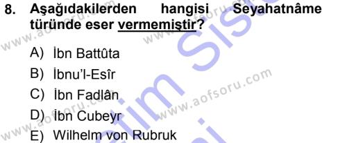 Tarih Metodu Dersi 2012 - 2013 Yılı (Final) Dönem Sonu Sınavı 8. Soru