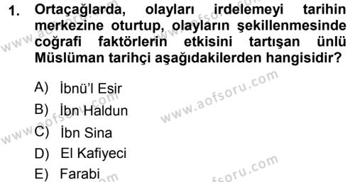 Tarih Metodu Dersi 2013 - 2014 Yılı (Final) Dönem Sonu Sınavı 1. Soru
