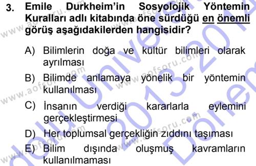 Tarih Metodu Dersi 2013 - 2014 Yılı (Final) Dönem Sonu Sınavı 3. Soru