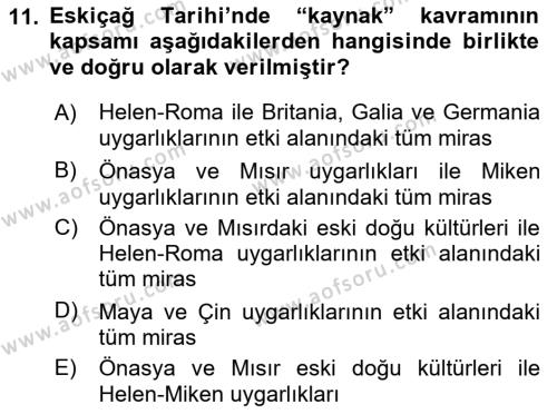 Tarih Metodu Dersi 2019 - 2020 Yılı (Vize) Ara Sınavı 11. Soru