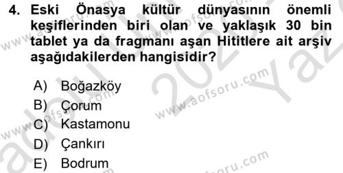 Tarih Metodu Dersi 2020 - 2021 Yılı Yaz Okulu Sınavı 4. Soru