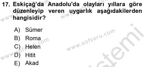 Tarih Metodu Dersi 2021 - 2022 Yılı (Vize) Ara Sınavı 17. Soru