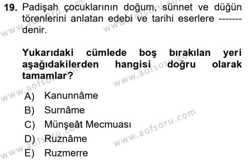 Tarih Metodu Dersi 2021 - 2022 Yılı (Final) Dönem Sonu Sınavı 19. Soru