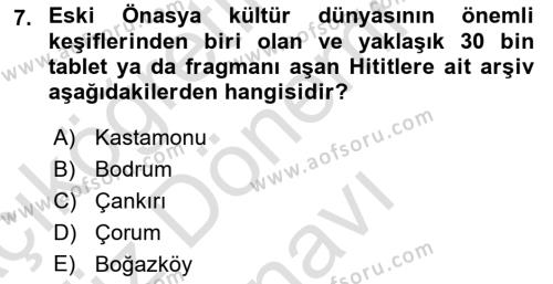 Tarih Metodu Dersi 2021 - 2022 Yılı (Final) Dönem Sonu Sınavı 7. Soru