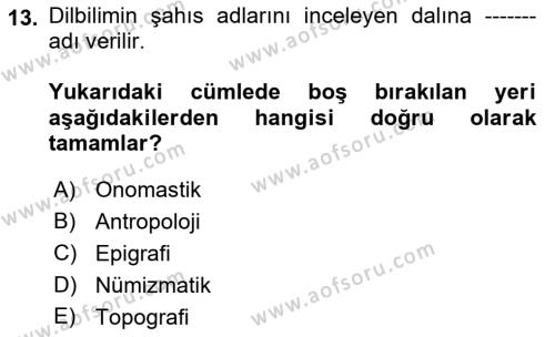 Tarih Metodu Dersi 2022 - 2023 Yılı (Vize) Ara Sınavı 13. Soru