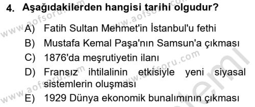 Tarih Metodu Dersi 2022 - 2023 Yılı (Vize) Ara Sınavı 4. Soru