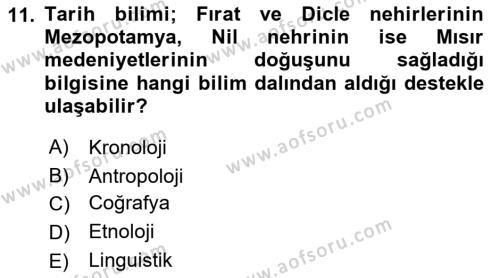 Tarih Metodu Dersi 2023 - 2024 Yılı (Vize) Ara Sınavı 11. Soru