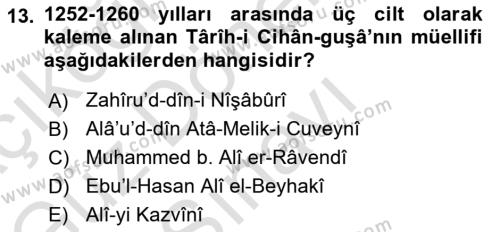 Tarih Metodu Dersi 2023 - 2024 Yılı (Final) Dönem Sonu Sınavı 13. Soru