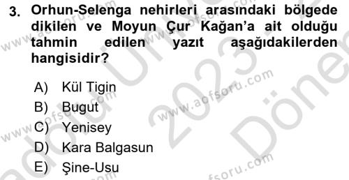 Tarih Metodu Dersi 2023 - 2024 Yılı (Final) Dönem Sonu Sınavı 3. Soru