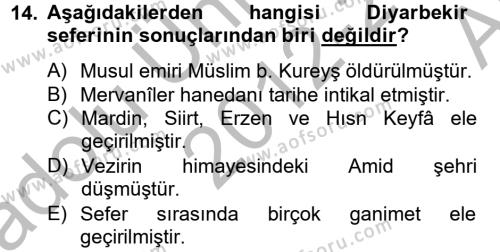 Büyük Selçuklu Tarihi Dersi 2012 - 2013 Yılı (Vize) Ara Sınavı 14. Soru