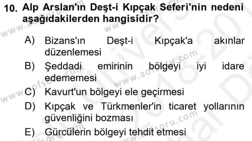 Büyük Selçuklu Tarihi Dersi 2018 - 2019 Yılı (Vize) Ara Sınavı 10. Soru